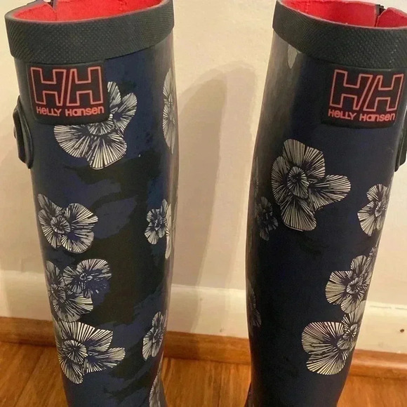 Helly Hansen new blue floral tall rain boots size 6 - Picture 3 of 8